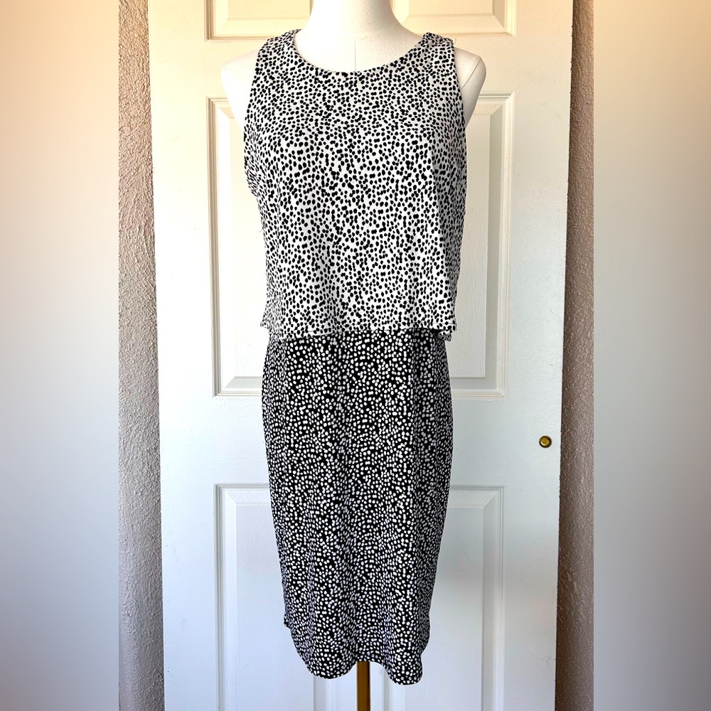 Vince Camuto Sheath Dress Layered Top Keyhole Back Med